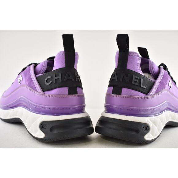 Chanel 20C Mens Purple Black White CC Logo Lace Up Low Top Trainer Sneaker 44 11 - Picture 12 of 13